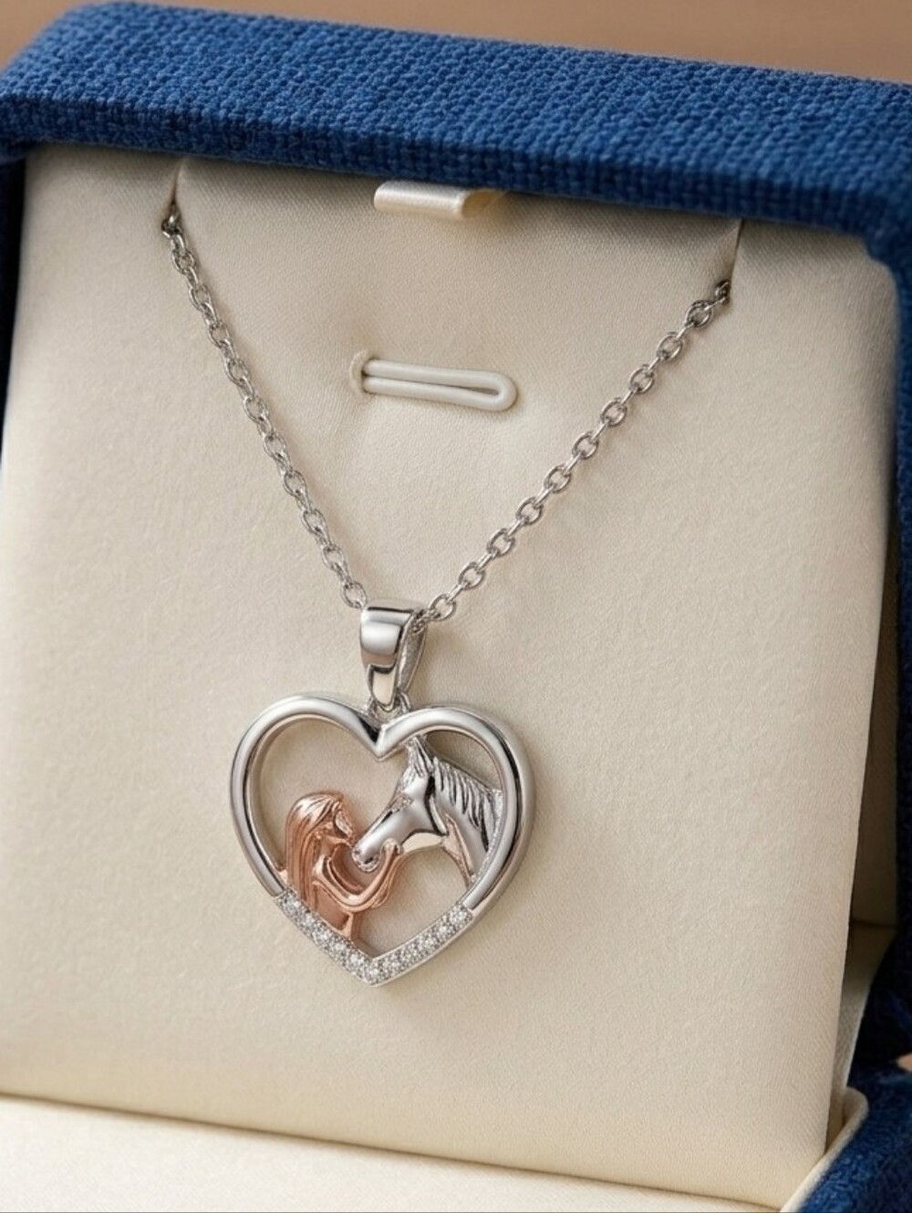 Moissanite Elegant Horse Heart Pendant